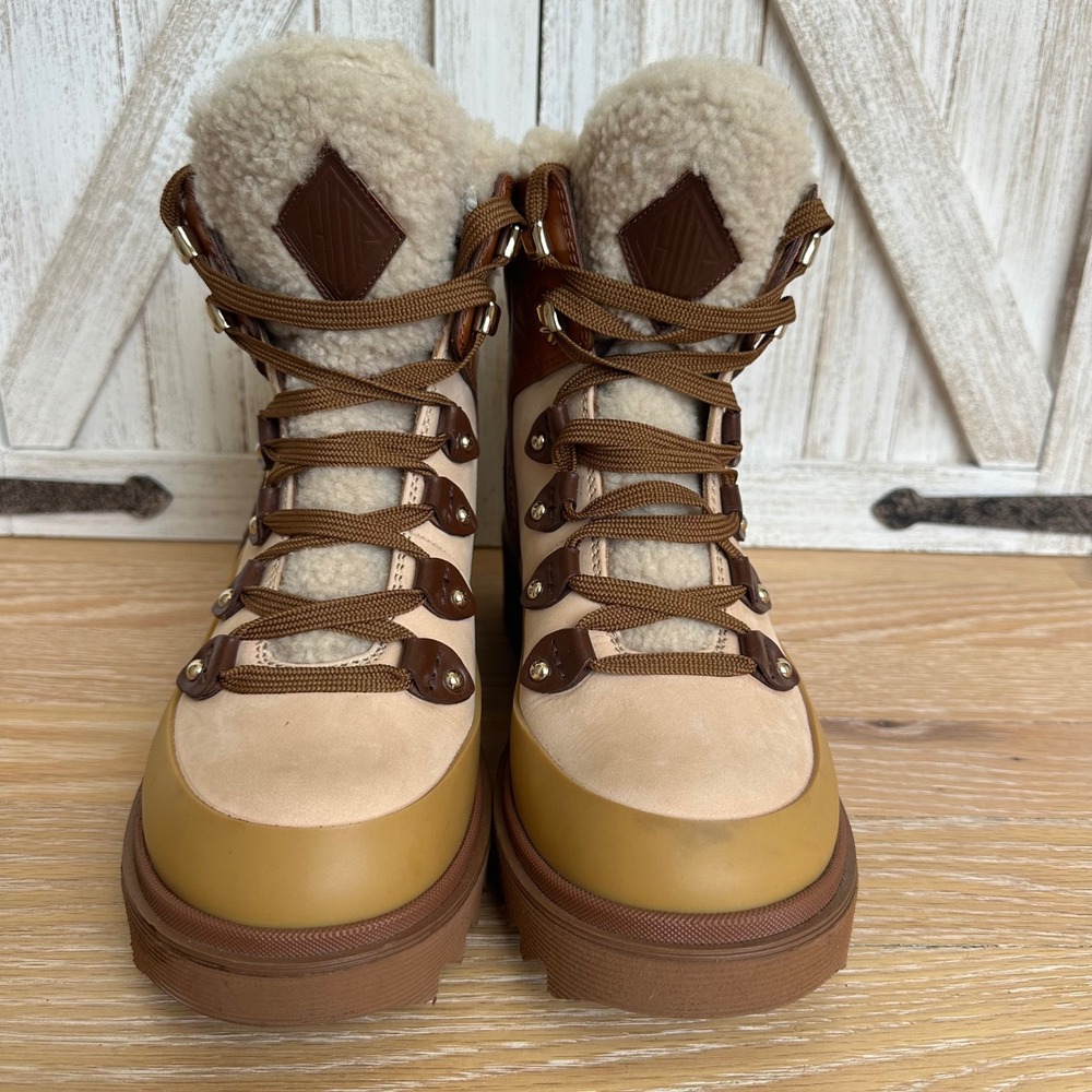 Chloe Elya Leather Shearling Hiking Boot Luxury Earthy Statement Brown